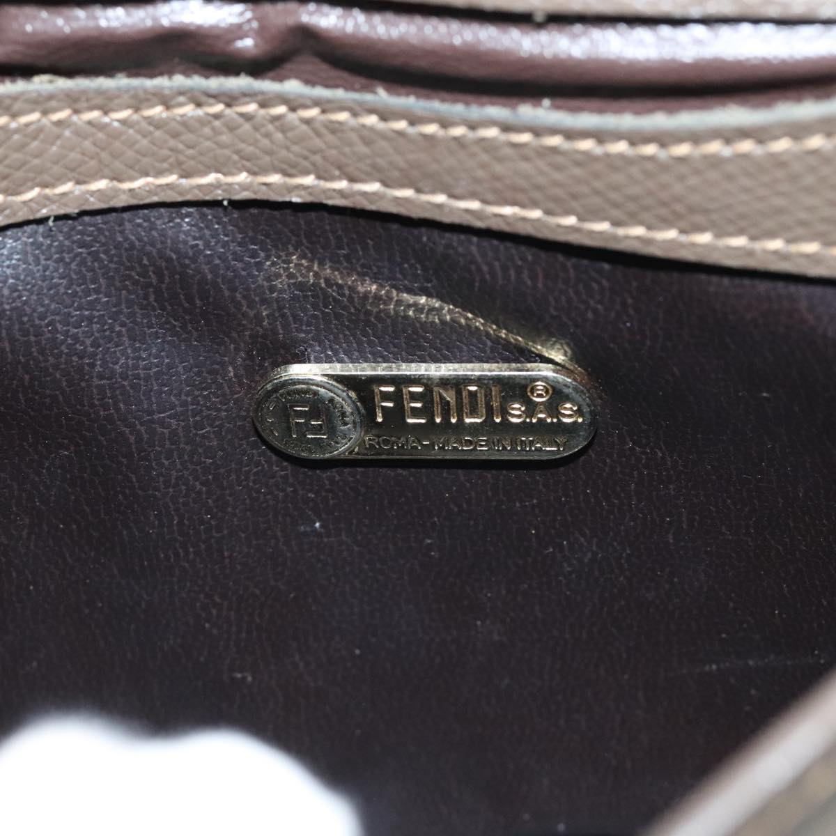 FENDI Zucchino Canvas Shoulder Bag Brown Auth 96678