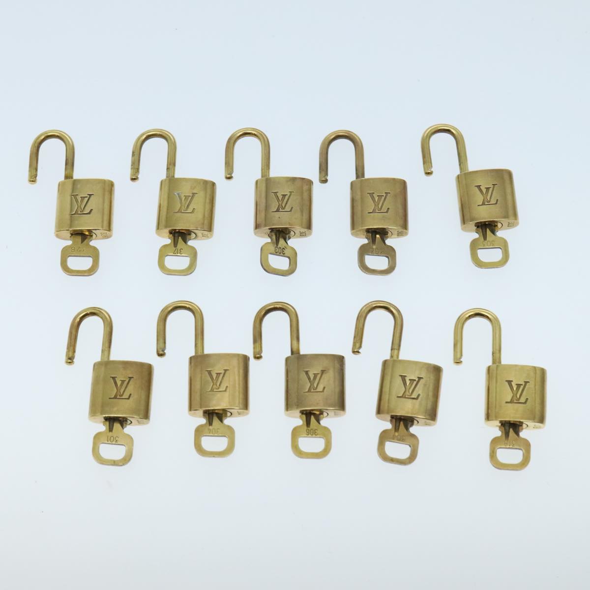 LOUIS VUITTON Padlock 10set metal Gold Tone LV Auth 96685