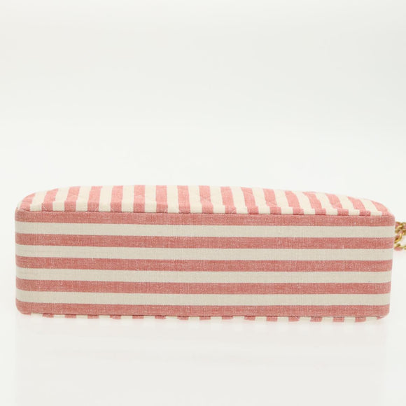 CHANEL Matelasse Chain Shoulder Bag Canvas Gold Pink CC Auth 96691SM