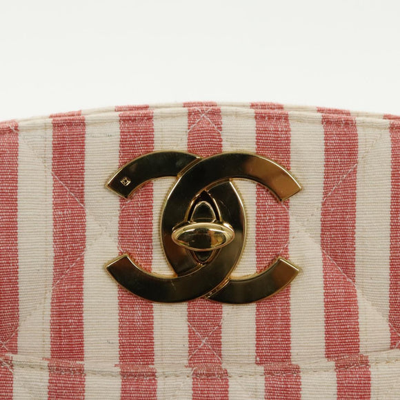 CHANEL Matelasse Chain Shoulder Bag Canvas Gold Pink CC Auth 96691SM