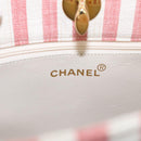 CHANEL Matelasse Chain Shoulder Bag Canvas Gold Pink CC Auth 96691SM-21