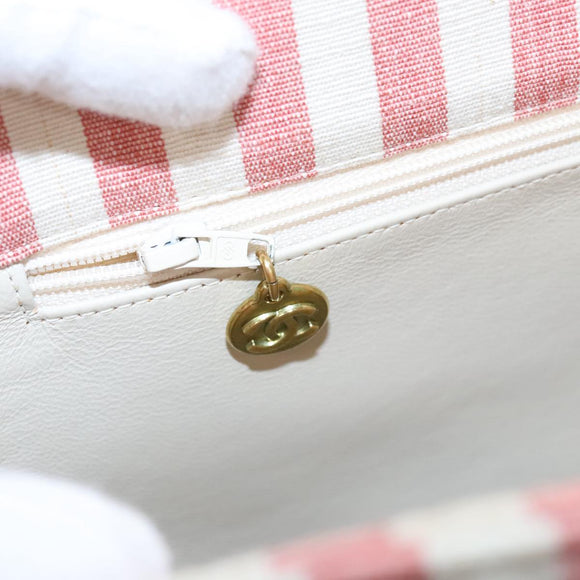 CHANEL Matelasse Chain Shoulder Bag Canvas Gold Pink CC Auth 96691SM