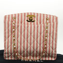 CHANEL Matelasse Chain Shoulder Bag Canvas Gold Pink CC Auth 96691SM-12
