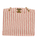 CHANEL Matelasse Chain Shoulder Bag Canvas Gold Pink CC Auth 96691SM-13