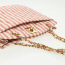 CHANEL Matelasse Chain Shoulder Bag Canvas Gold Pink CC Auth 96691SM-14