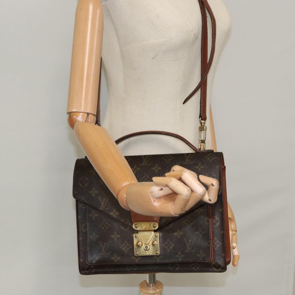 LOUIS VUITTON Monogram Monceau 28 Hand Bag 2way M51185 LV Auth 96698