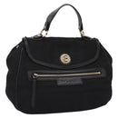BVLGARI Logo Mania Hand Bag Canvas Black Auth 96720-1