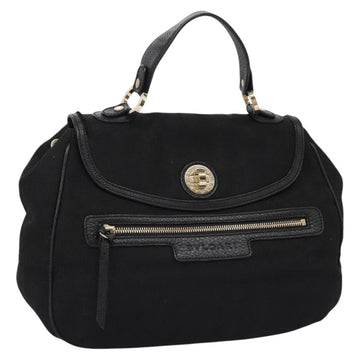 BVLGARI Logo Mania Hand Bag Canvas Black Auth 96720