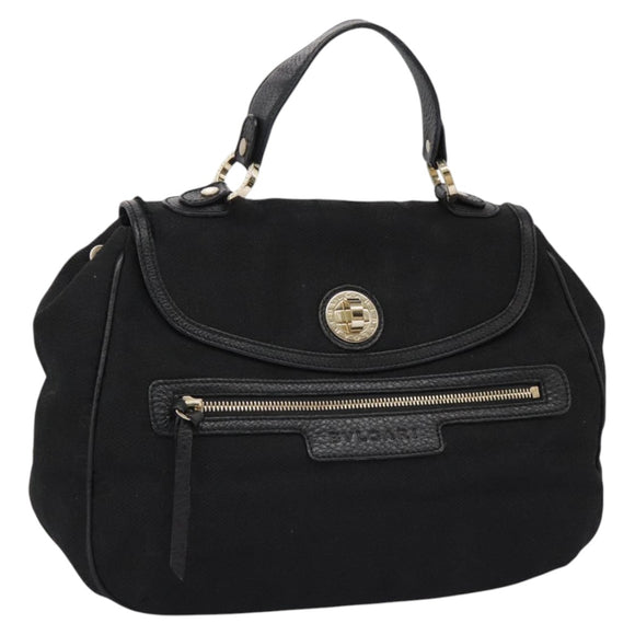 BVLGARI Logo Mania Hand Bag Canvas Black Auth 96720