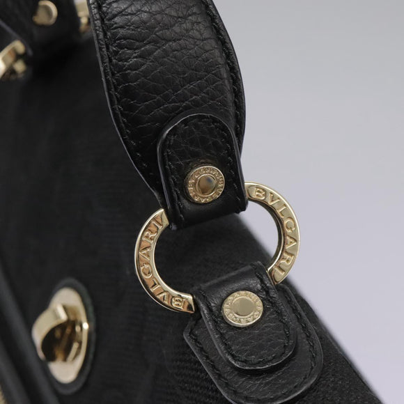 BVLGARI Logo Mania Hand Bag Canvas Black Auth 96720