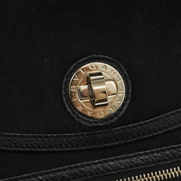 BVLGARI Logo Mania Hand Bag Canvas Black Auth 96720