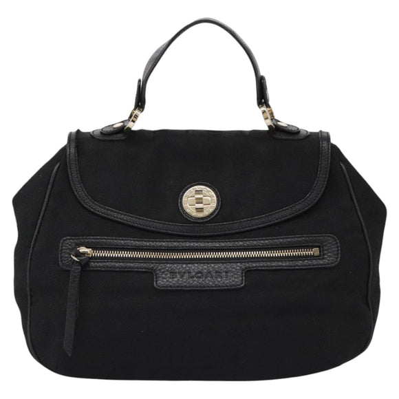 BVLGARI Logo Mania Hand Bag Canvas Black Auth 96720