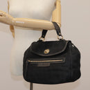 BVLGARI Logo Mania Hand Bag Canvas Black Auth 96720-26