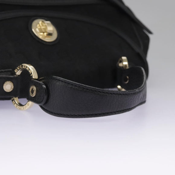 BVLGARI Logo Mania Hand Bag Canvas Black Auth 96720