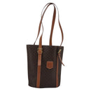 CELINE Macadam Canvas Shoulder Bag PVC Leather Brown Gold Auth 96725-1