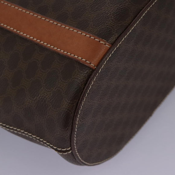 CELINE Macadam Canvas Shoulder Bag PVC Leather Brown Gold Auth 96725