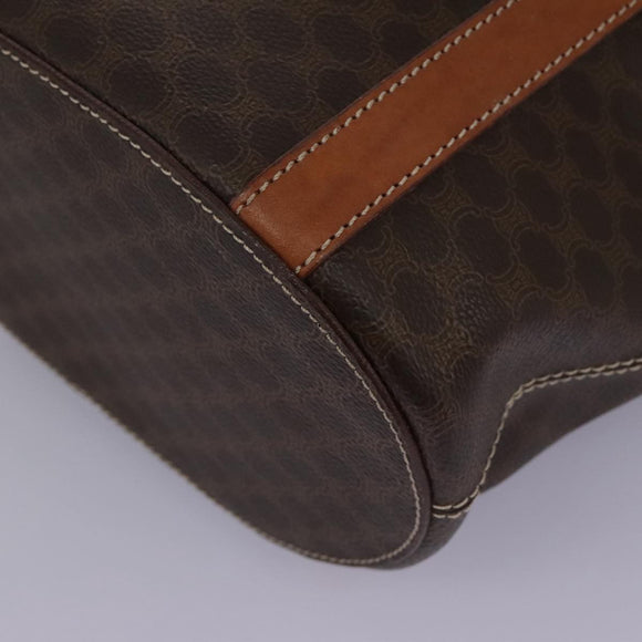 CELINE Macadam Canvas Shoulder Bag PVC Leather Brown Gold Auth 96725