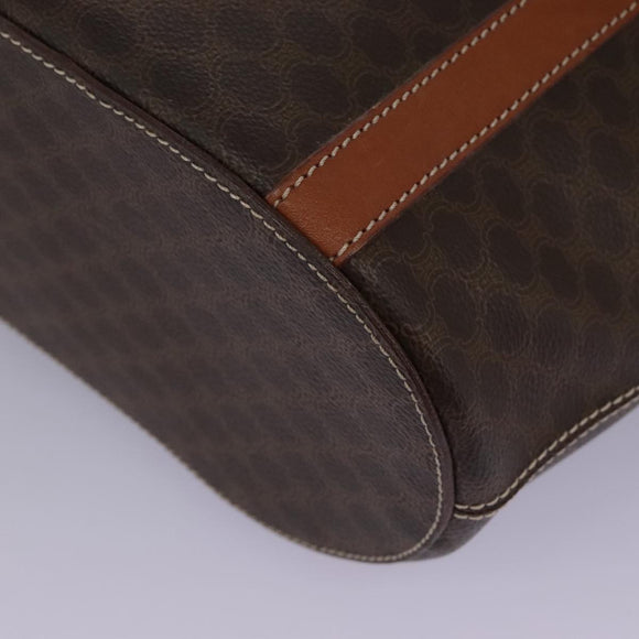CELINE Macadam Canvas Shoulder Bag PVC Leather Brown Gold Auth 96725
