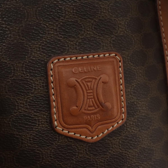 CELINE Macadam Canvas Shoulder Bag PVC Leather Brown Gold Auth 96725