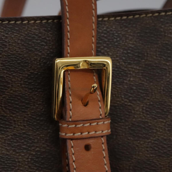 CELINE Macadam Canvas Shoulder Bag PVC Leather Brown Gold Auth 96725