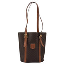 CELINE Macadam Canvas Shoulder Bag PVC Leather Brown Gold Auth 96725-2