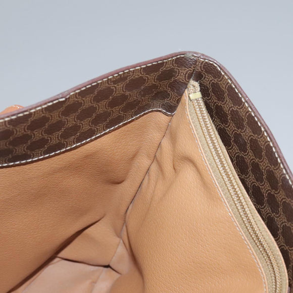 CELINE Macadam Canvas Shoulder Bag PVC Leather Brown Gold Auth 96725