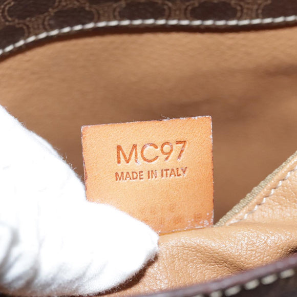 CELINE Macadam Canvas Shoulder Bag PVC Leather Brown Gold Auth 96725