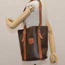 CELINE Macadam Canvas Shoulder Bag PVC Leather Brown Gold Auth 96725-26