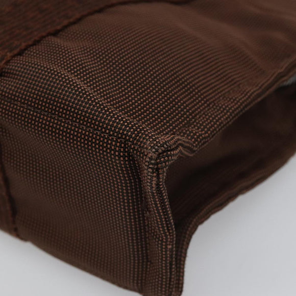 HERMES Her Line PM Tote Bag Canvas Brown Silver Auth 96726