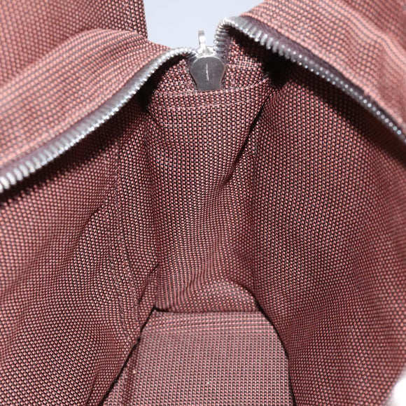 HERMES Her Line PM Tote Bag Canvas Brown Silver Auth 96726