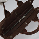 HERMES Her Line PM Tote Bag Canvas Brown Silver Auth 96726-6
