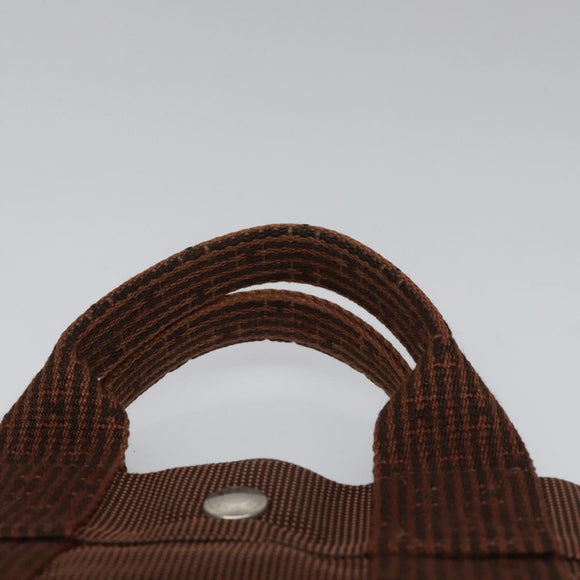 HERMES Her Line PM Tote Bag Canvas Brown Silver Auth 96726
