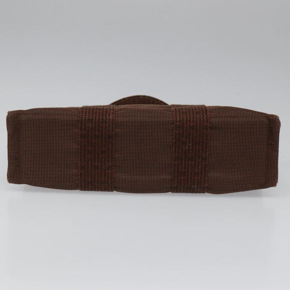 HERMES Her Line PM Tote Bag Canvas Brown Silver Auth 96726