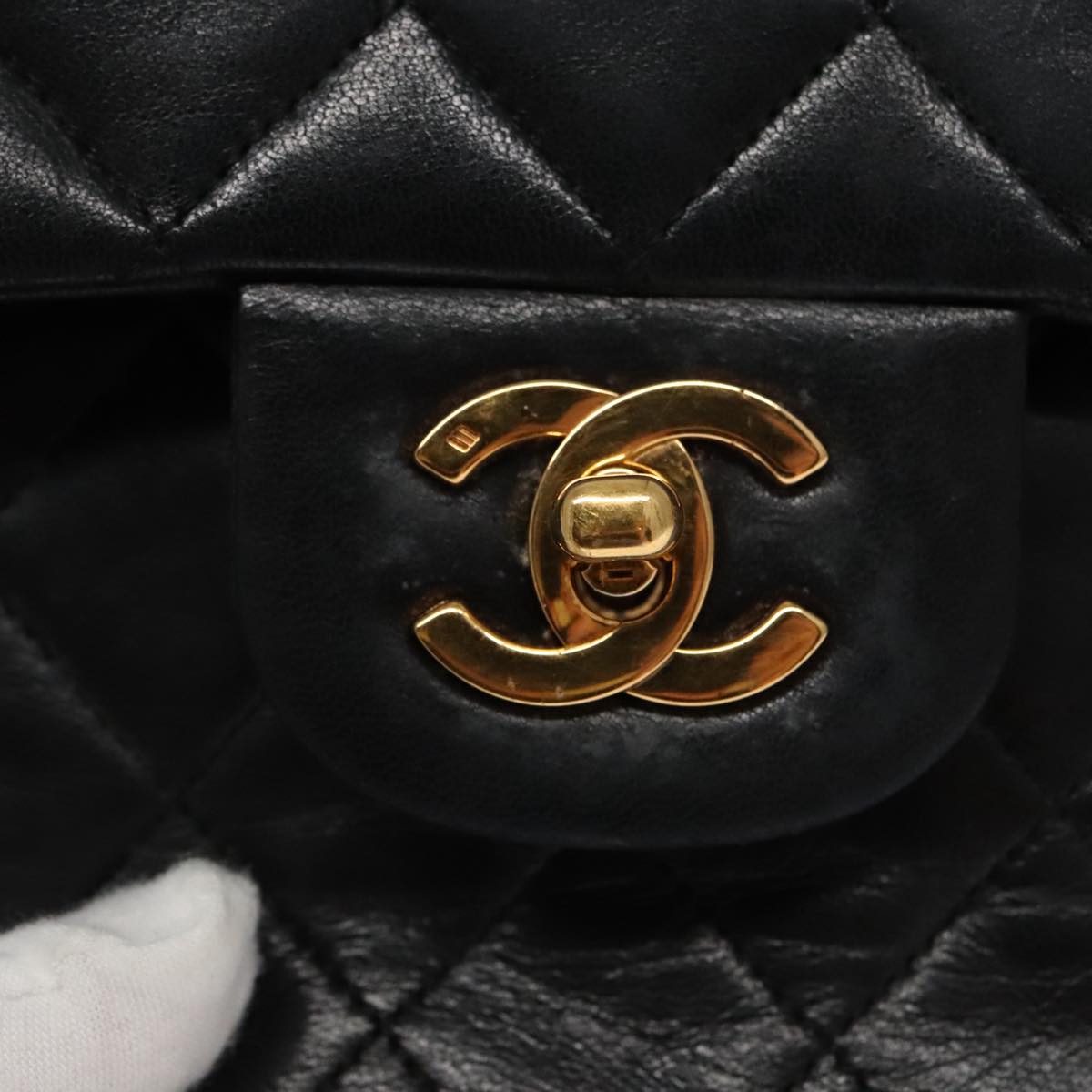 CHANEL Matelasse Chain Shoulder Bag Lamb Skin Black CC Auth 96734A