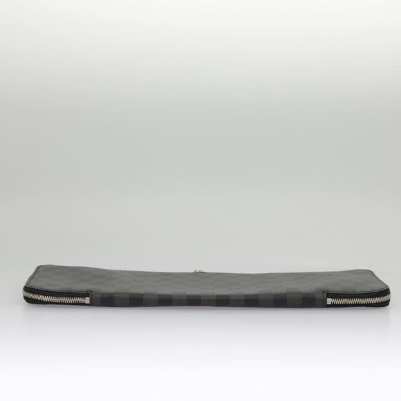 LOUIS VUITTON Damier Graphite Etui 5 Cravat Necktie Case N41136 LV Auth 96758V