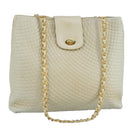 BALLY Chain Shoulder Bag Leather Beige Gold Auth 96771-1