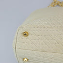 BALLY Chain Shoulder Bag Leather Beige Gold Auth 96771-9