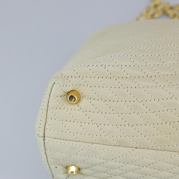 BALLY Chain Shoulder Bag Leather Beige Gold Auth 96771