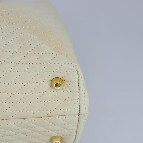 BALLY Chain Shoulder Bag Leather Beige Gold Auth 96771