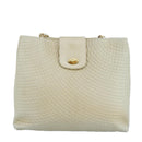 BALLY Chain Shoulder Bag Leather Beige Gold Auth 96771-13
