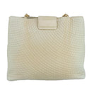 BALLY Chain Shoulder Bag Leather Beige Gold Auth 96771-2