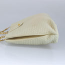 BALLY Chain Shoulder Bag Leather Beige Gold Auth 96771-3