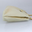 BALLY Chain Shoulder Bag Leather Beige Gold Auth 96771-4