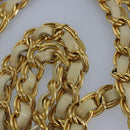 BALLY Chain Shoulder Bag Leather Beige Gold Auth 96771-8