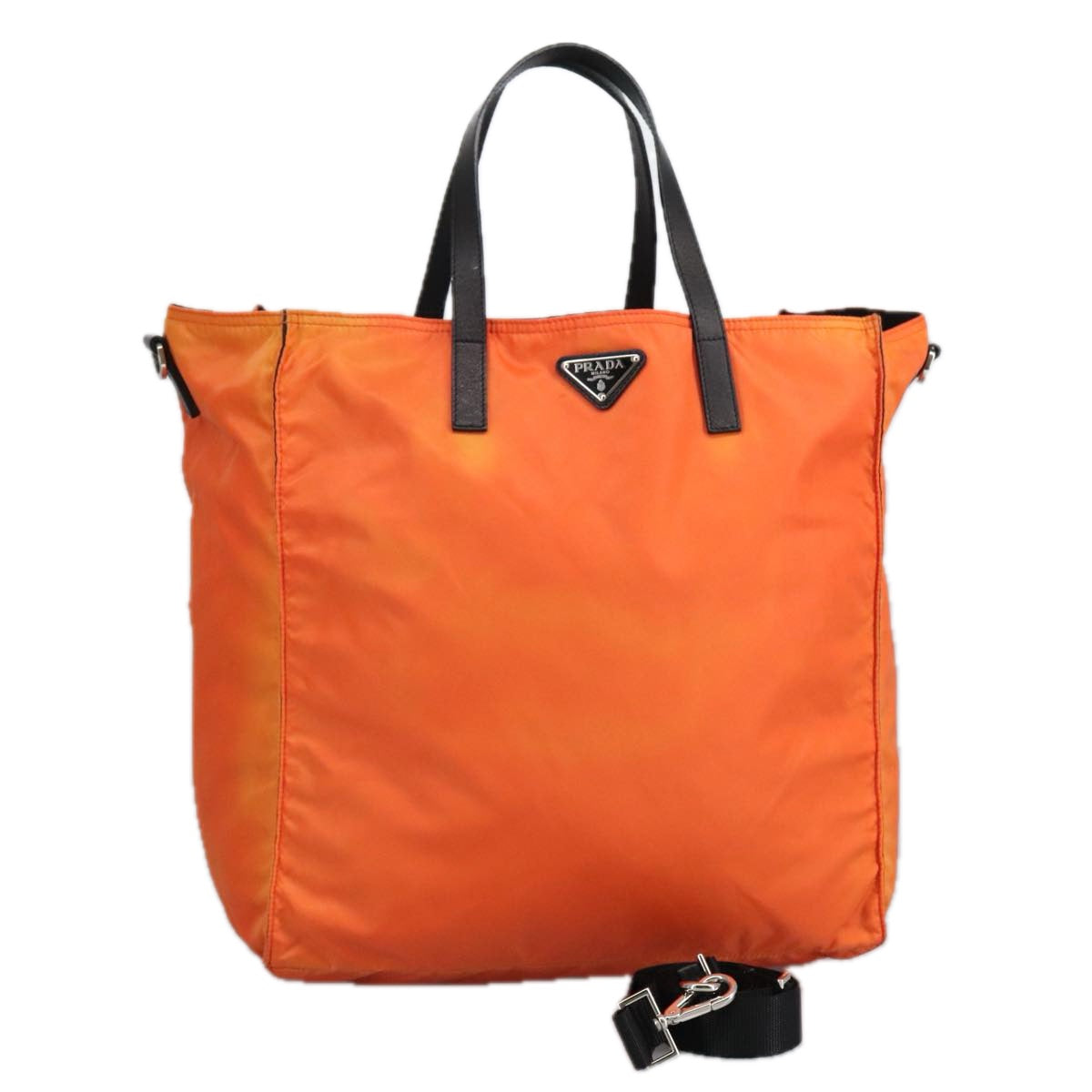 PRADA Hand Bag Nylon 2way Orange Silver Auth 96776