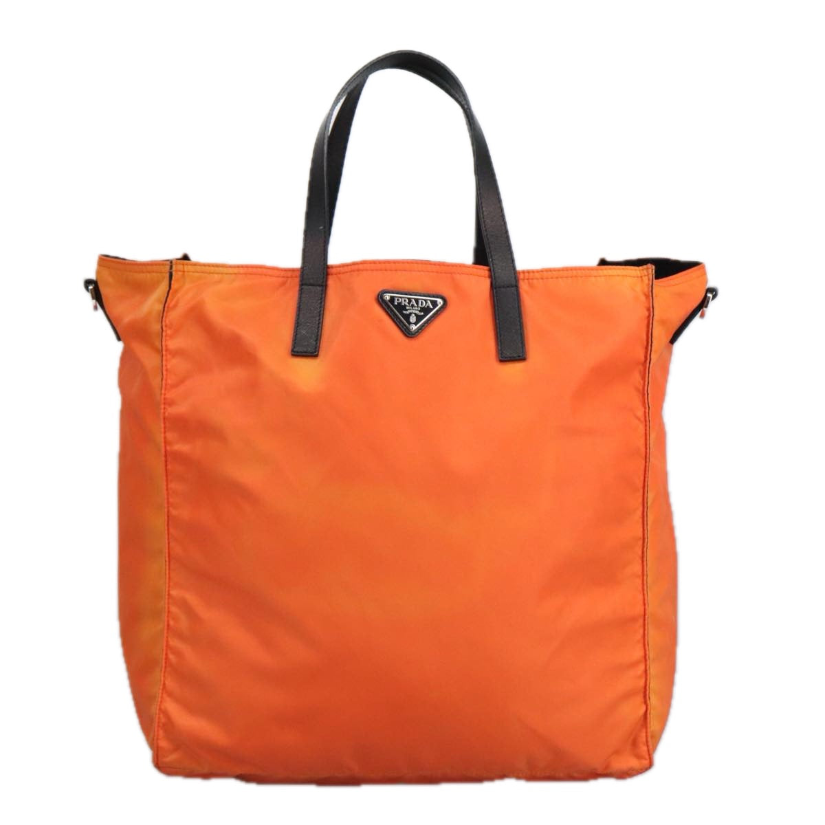 PRADA Hand Bag Nylon 2way Orange Silver Auth 96776