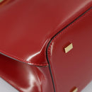 CELINE Hand Bag Patent leather Red Gold Auth 96786-15