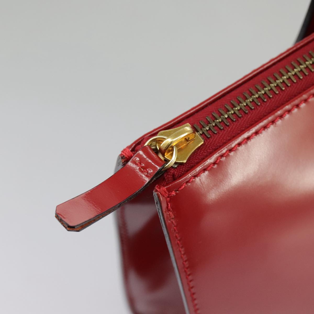 CELINE Hand Bag Patent leather Red Gold Auth 96786