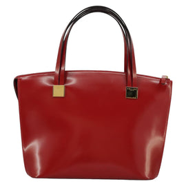 CELINE Hand Bag Patent leather Red Gold Auth 96786 - 0