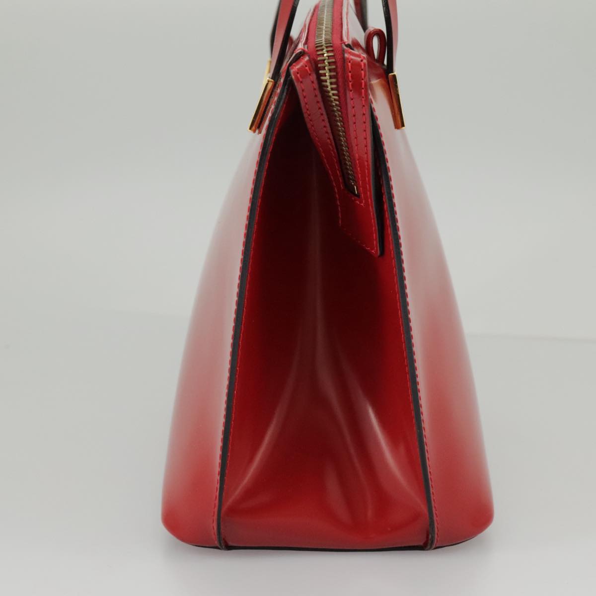 CELINE Hand Bag Patent leather Red Gold Auth 96786